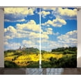 thumbnail image 1 of Ambesonne Italy Curtains 2 Panel Set, Historic Village Scenery, 108" x 90", Green Blue White, 1 of 3
