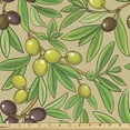 thumbnail image 1 of Ambesonne Italy Fabric by the Yard Upholstery, Mediterranean Olive Branches, 10 Yards, Pale Camel and Multicolor, 1 of 4