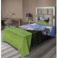 thumbnail image 1 of Ambesonne Italy Fitted & Top Sheet Set with Sham, Rural Country Mountain, Evergreen Blue, 1 of 4