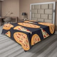 thumbnail image 1 of Ambesonne Italy Flat Sheet, Cartoon Art Pizzas and Slices, King Size, Dark Blue Grey and Multicolor, 1 of 1