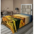 thumbnail image 1 of Ambesonne Italy Flat Sheet, Tuscany Crete Senesi, TwinXL Size, Marigold Green Blue, 1 of 1