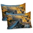 thumbnail image 1 of Ambesonne Italy Pillow Sham 2 Pack, Colosseum View in Rome, 26"x20", Marigold Ivory Pale Blue, 1 of 3