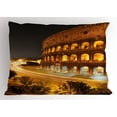 thumbnail image 1 of Ambesonne Italy Pillow Sham, Colleseum at Night Rome, 26" X 20", Amber Marigold Black, 1 of 2