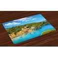 thumbnail image 1 of Ambesonne Italy Place Mats Set of 4, Portofino Panoramic View, Standard Size, Blue Green Yellow, 1 of 4