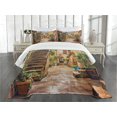 thumbnail image 1 of Ambesonne Italy Quilted Bedspread Set 3 Pcs, Old Stone Street Houses, Queen Size, Multicolor, 1 of 5