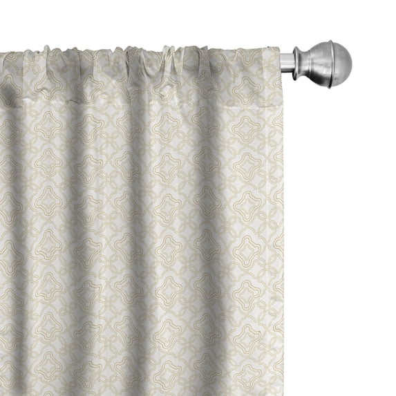 Ambesonne Ivory 4-Panel Curtains, Rococo Style Oriental, 56"x63", Cream Tan