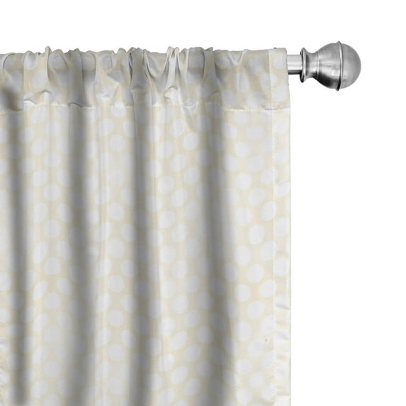 Ambesonne Ivory Curtains, Large Polka Dots Circles, Pair of 28"x63", White Beige