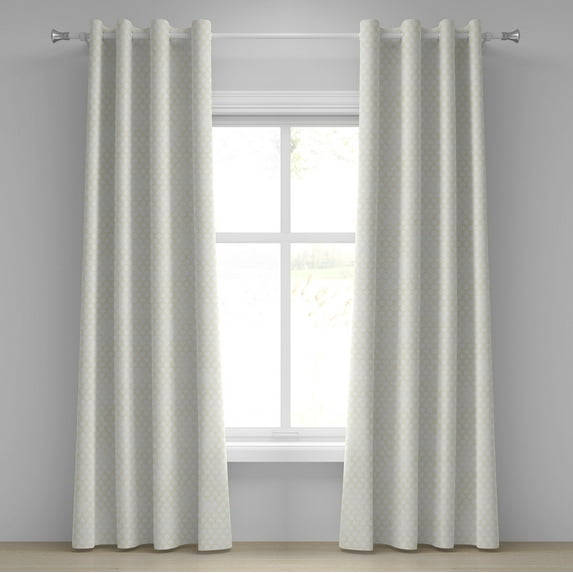 Ambesonne Ivory Grommet Curtain, Large Polka Dots Circles, 50" x 96", White Beige