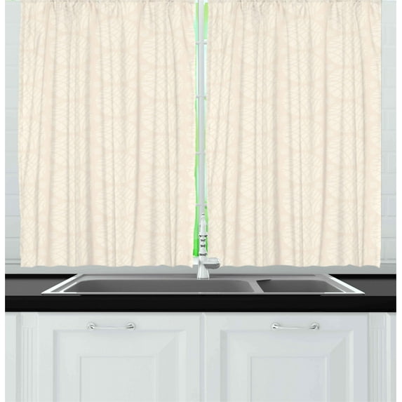 Ambesonne Ivory Kitchen Curtains, Abstract Circular Pattern, 55"x39", Cream