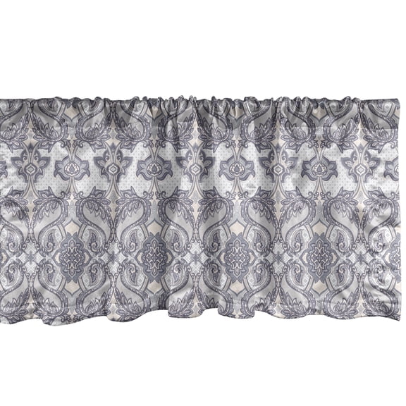 Ambesonne Ivory Spanish Window Valance, Baroque Style Paisley, 42" x 18", Dark Indigo and Ceil Blue