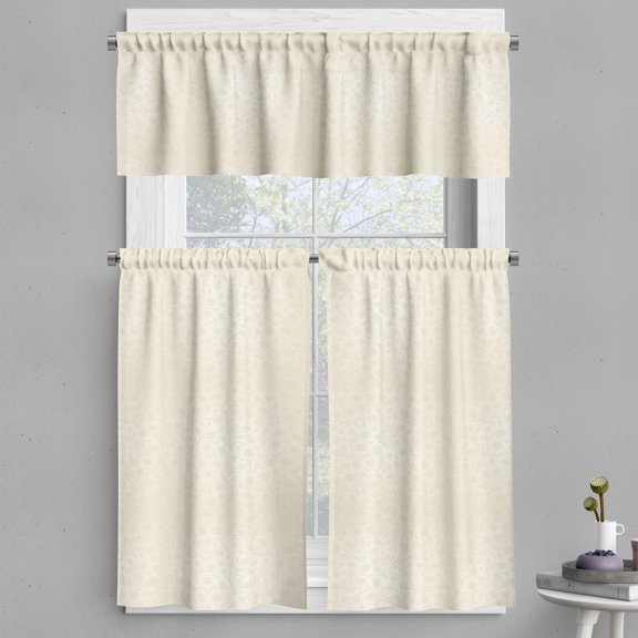 Ambesonne Ivory Valance & Curtain, Baroque Blooms, 55"x45", Cream
