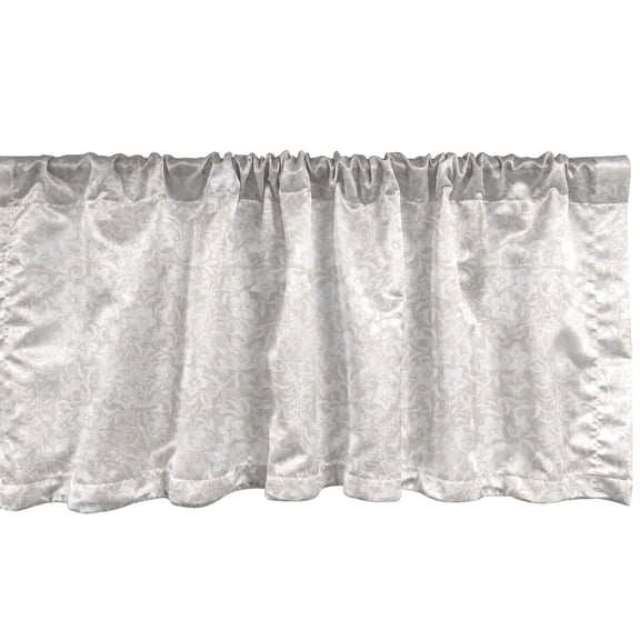 Ambesonne Ivory Window Valance, Spring Blossoms Field, 42" x 18", White Beige