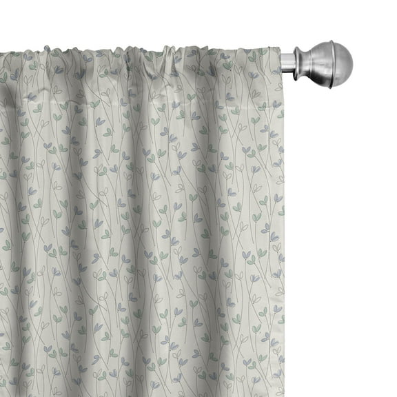 Ambesonne Ivory and Blue Window Curtains, Feminine Botany, Each 28" W x 63" L, Pale Green Pale Blue