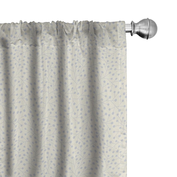 Ambesonne Ivory and Blue Window Curtains, Floral Inspirations, Each 28" W x 63" L, Bluegrey and Ivory