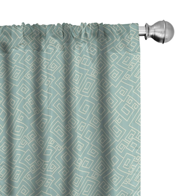 Ambesonne Ivory and Blue 4-Panel Curtains, Squares Lines, 56"x63", Pale Blue and Ivory