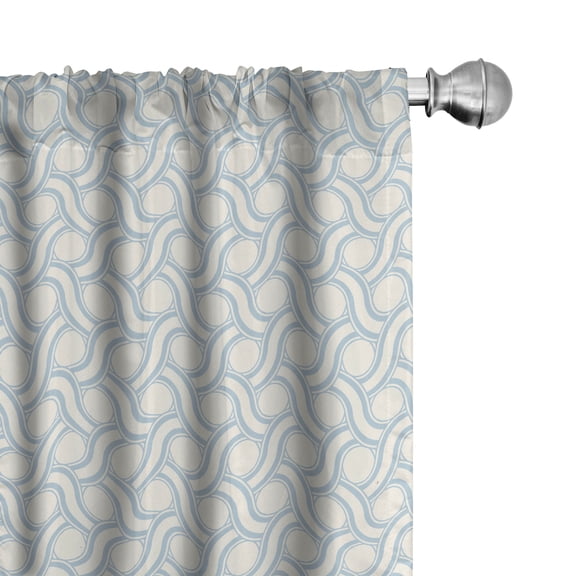 Ambesonne Ivory and Blue Curtains, Circles Wavy Stripes, Pair of 28"x63", Bluegrey and Ivory