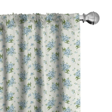 Ambesonne Ivory and Blue Curtains, Spring Leaves, Pair of 28"x95", Pale Blue Ivory