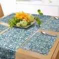 thumbnail image 1 of Ambesonne Ivory and Blue Table Runner & Placemats, Damask Flowers, Placemat 4 pcs + Runner 12"x72", Petrol Blue and Ivory, 1 of 2