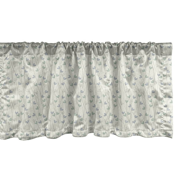 Ambesonne Ivory and Blue Window Valance, Feminine Botany, 54" X 18", Pale Green Pale Blue