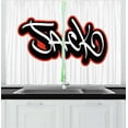 thumbnail image 1 of Ambesonne Jack Kitchen Curtains, Graffiti Font Male Name, 55"x39", Vermilion White, 1 of 2