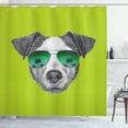 thumbnail image 1 of Ambesonne Jack Russell Shower Curtain, Dog with Glasses Tree, 69"Wx75"L, Grey Green, 1 of 3