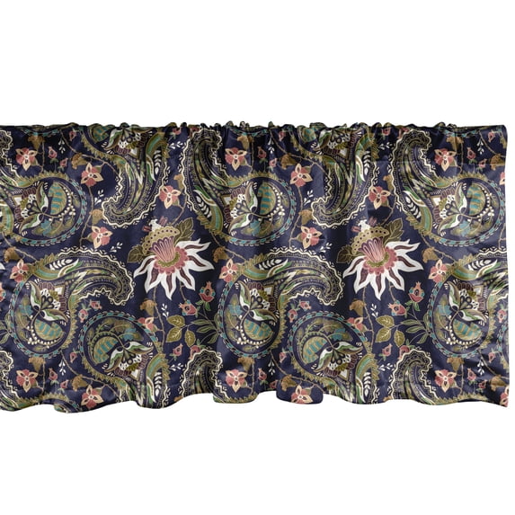 Ambesonne Jacobean Valance Pack of 2, Paisley, 54"X12", Indigo Multicolor