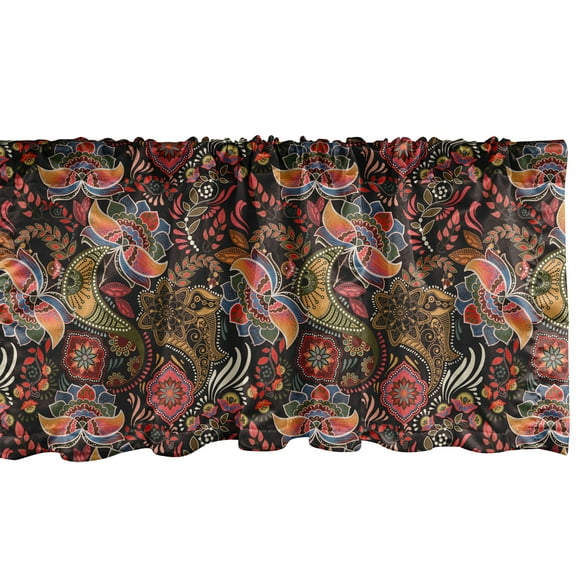 Ambesonne Jacobean Window Valance, Jumble Warm Tone Floral, 42" x 12", Dark Brown Multicolor