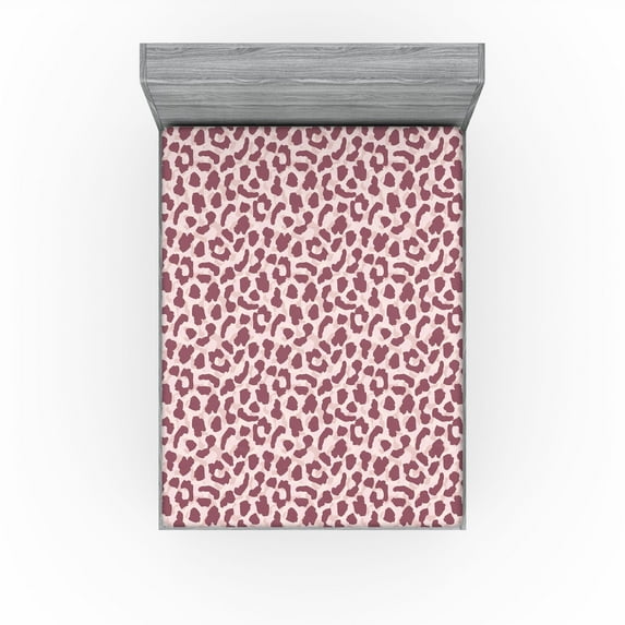 Ambesonne Jaguar Skin Pattern Fitted Sheet, Wild Animal Art, Full Size, Dried Rose Pale Pink