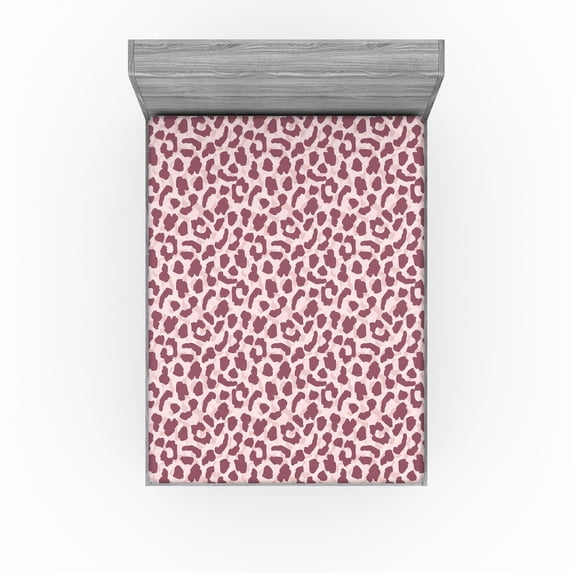 Ambesonne Jaguar Skin Pattern Fitted Sheet, Wild Animal Art, Queen Size, Dried Rose Pale Pink