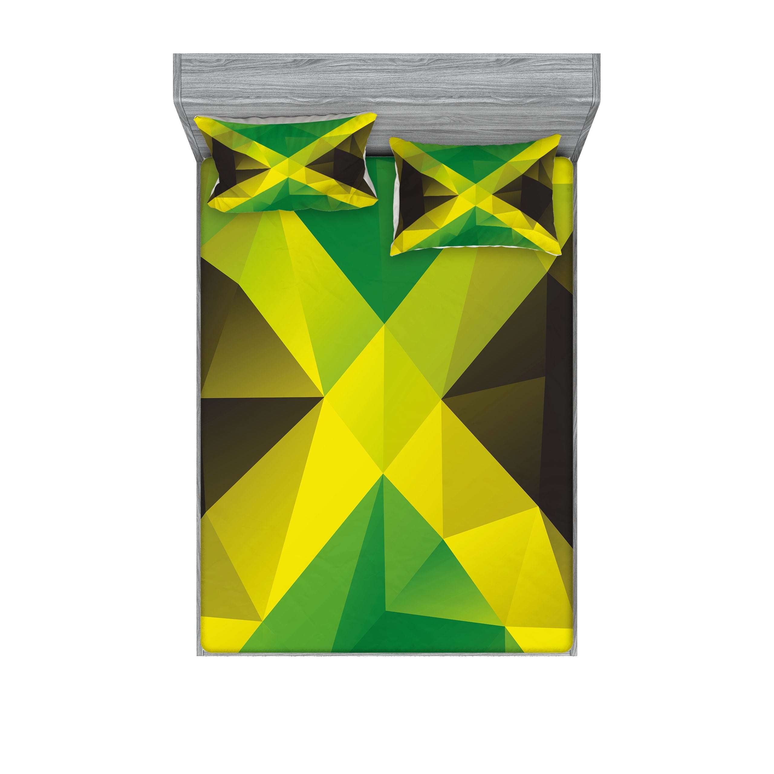 Jamaican Queen Microfiber Yellow Green Print Sheet Set