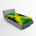 thumbnail image 1 of Ambesonne Jamaican Fitted Sheet, Triangle Polygon Flag, Twin XL Size, Yellow Green Green Brown, 1 of 3