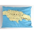 thumbnail image 1 of Ambesonne Jamaican Pillow Sham, Caribbean Sea Tropic, 26" X 20", Pale Blue Beige Black, 1 of 2