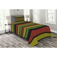 thumbnail image 1 of Ambesonne Jamaican Quilted Bedspread Set 2 Pcs, Knitted Rasta Lines, Twin Size, Multicolor, 1 of 3