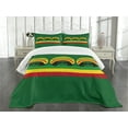 thumbnail image 1 of Ambesonne Jamaican Quilted Bedspread Set 3 Pcs, Reggae Themed Hat, King Size, Green Multicolor, 1 of 5