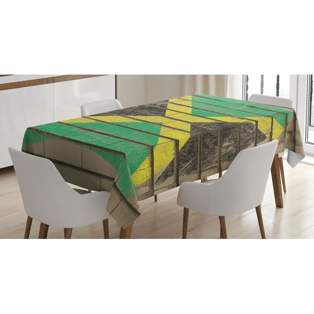 Ambesonne Jamaican Tablecloth Rectangular Table Cover, Flag on the Wall Chalk, 60"x90", Multicolor