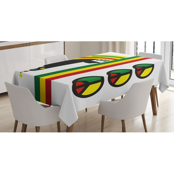 Ambesonne Jamaican Tablecloth Rectangular Table Cover, Minimalist Rastaman, 60"x84", Multicolor