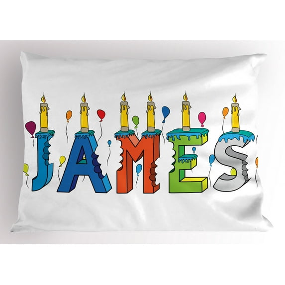 Ambesonne James Pillow Sham, Birthday Candle Pattern, 26" X 20", Multicolor