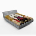 thumbnail image 1 of Ambesonne Japan Fitted Sheet, Archer Cemetery Flower, Queen Size, Yellow Black, 1 of 3