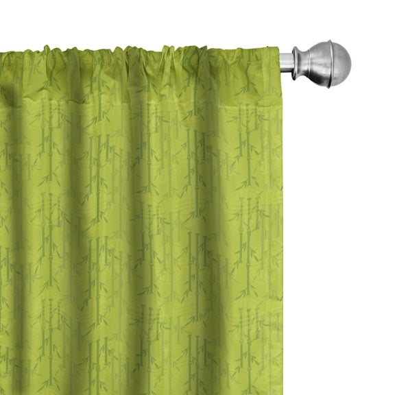 Ambesonne Japanese Window Curtains, Branch Silhouettes Pattern, Each 28" W x 63" L, Yellow Green Apple Green