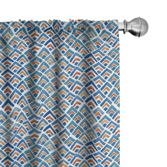 Ambesonne Japanese Window Curtains, Chevron Watercolor Art, Each 28" W x 63" L, Pale Blue Orange
