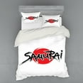 thumbnail image 1 of Ambesonne Japanese Bedding Set 4 Pcs, Samurai Lettering Sun, Queen, Red Black, 1 of 2