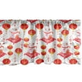 thumbnail image 1 of Ambesonne Japanese Cat Window Valance, Cat Maneki Neko, 42" x 18", Dark Coral and Yellow, 1 of 3