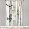 thumbnail image 1 of Ambesonne Japanese Curtains, Coral Hues Cherry Blossoms, Pair of 28"x63", Fern Green, 1 of 2