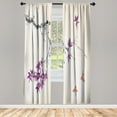 thumbnail image 1 of Ambesonne Japanese Curtains, Coral Hues Cherry Blossoms, Pair of 28"x63", Pale Fuchsia, 1 of 2
