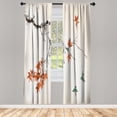 thumbnail image 1 of Ambesonne Japanese Curtains, Coral Hues Cherry Blossoms, Pair of 28"x84", Dark Orange, 1 of 2