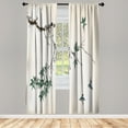 thumbnail image 1 of Ambesonne Japanese Curtains, Coral Hues Cherry Blossoms, Pair of 28"x95", Reseda Green, 1 of 2