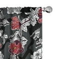 thumbnail image 1 of Ambesonne Japanese Curtains, Oriental Floral Stripes, Pair of 28"x84", Raspberry and Charcoal Grey, 1 of 5