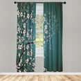 thumbnail image 1 of Ambesonne Japanese Curtains, Sakura Bloom Spring Season, Pair of 28"x84", Cadet Blue Teal, 1 of 2