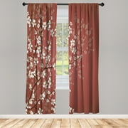 Ambesonne Japanese Curtains, Sakura Bloom Spring Season, Pair of 28"x84", Pale Rust