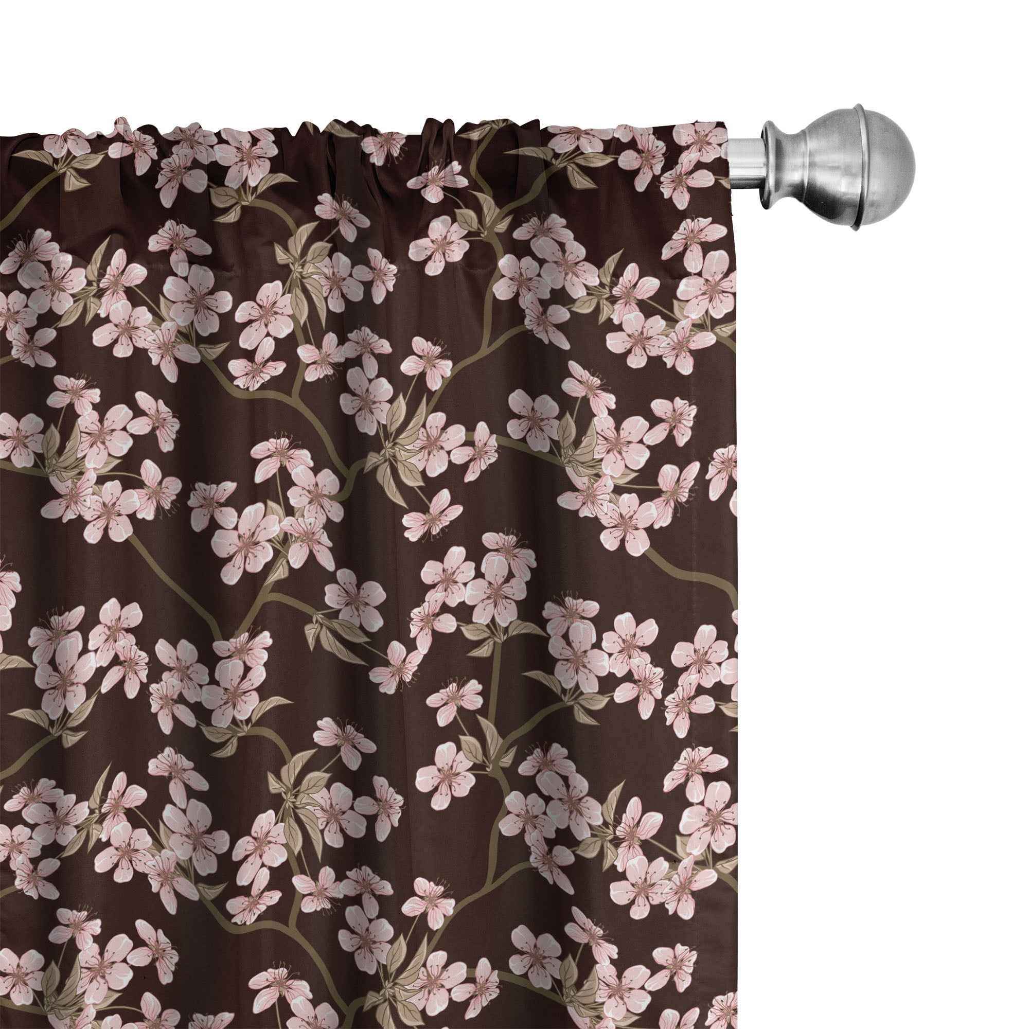 Soft Pink Cherry Bloom Japanese Rod Pocket Curtain Panels, 28" x 84"